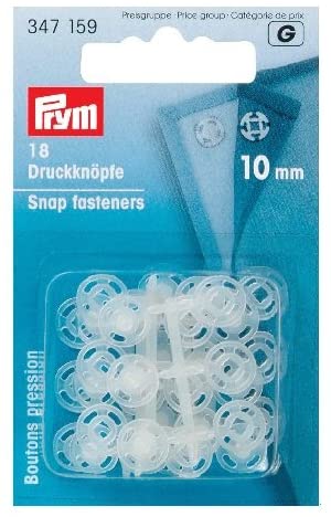 Prym Plastic Sew-On Snap Fasteners 10mm Transparent