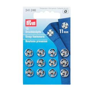 Prym Brass Sew-On Snap Fasteners 11mm Silver