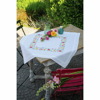 Vervaco Embroidery Kit: Tablecloth: Fresh Flowers