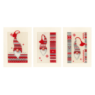 Vervaco Christmas Elf Cards Counted Cross Stitch Kit Set of 3