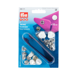 Prym Jersey Non-Sew Press Fasteners Smooth Cap 10mm White