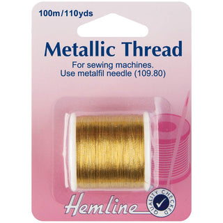 Hemline gold Metallic Thread 100m