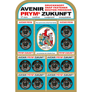 Prym Black Sew-On Snap Fasteners 17mm - 12 Pieces