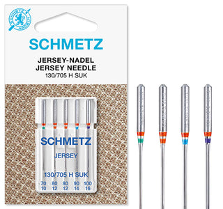 Sewing Machine Needles: Jersey: Assorted: 70(10)-100(16): 5 Pieces