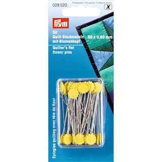 Prym Quilters Flat Head Pins 50mm Yellow