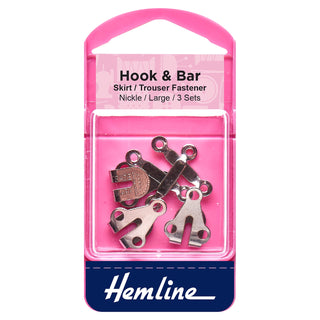 Hemline Large Nickel Hook and Bar 3 Pack
