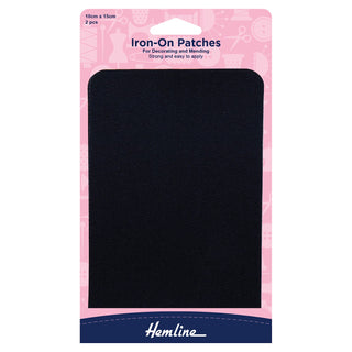 Hemline Iron-On Cotton Twill Patches 10cm x 15cm - Black