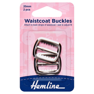 Hemline Nickel Vest/Waistcoat Buckles 20mm  - 2 Pack
