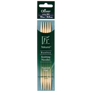 Clover Takumi Bamboo Knitting Needles Double Pointed 16cm - 5.00mm