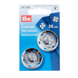Prym Silver Sew-On Snap Fasteners 30mm - 2 Pieces