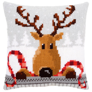 Vervaco Reindeer with a Red Scarf Cushion Cross Stitch Kit