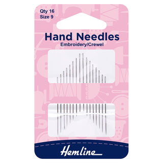 Hemline Embroidery/Crewel Hand Sewing Needles Size 9