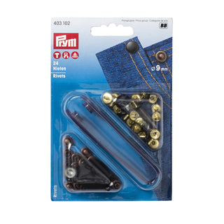 Prym Antique Copper Silver Rivets 9mm - 24 Pieces