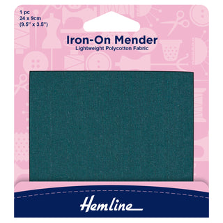 Hemline Polycotton Patch Iron-On Mender 24cm x 9cm - Bottle Green