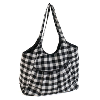 Hobby Gift Shoulder Tote Craft Bag - Monochrome Gingham