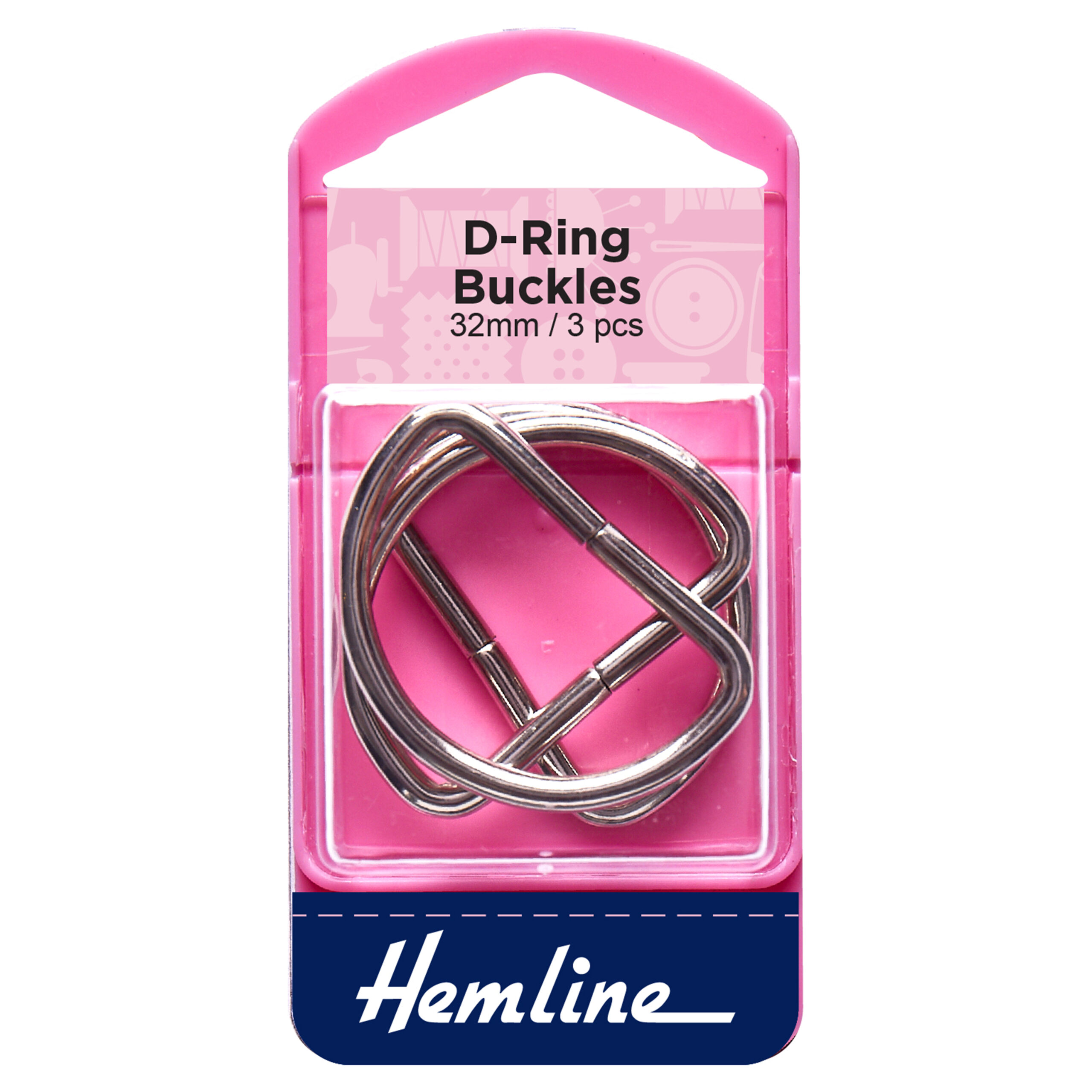 Hemline 32mm Nickel D Rings