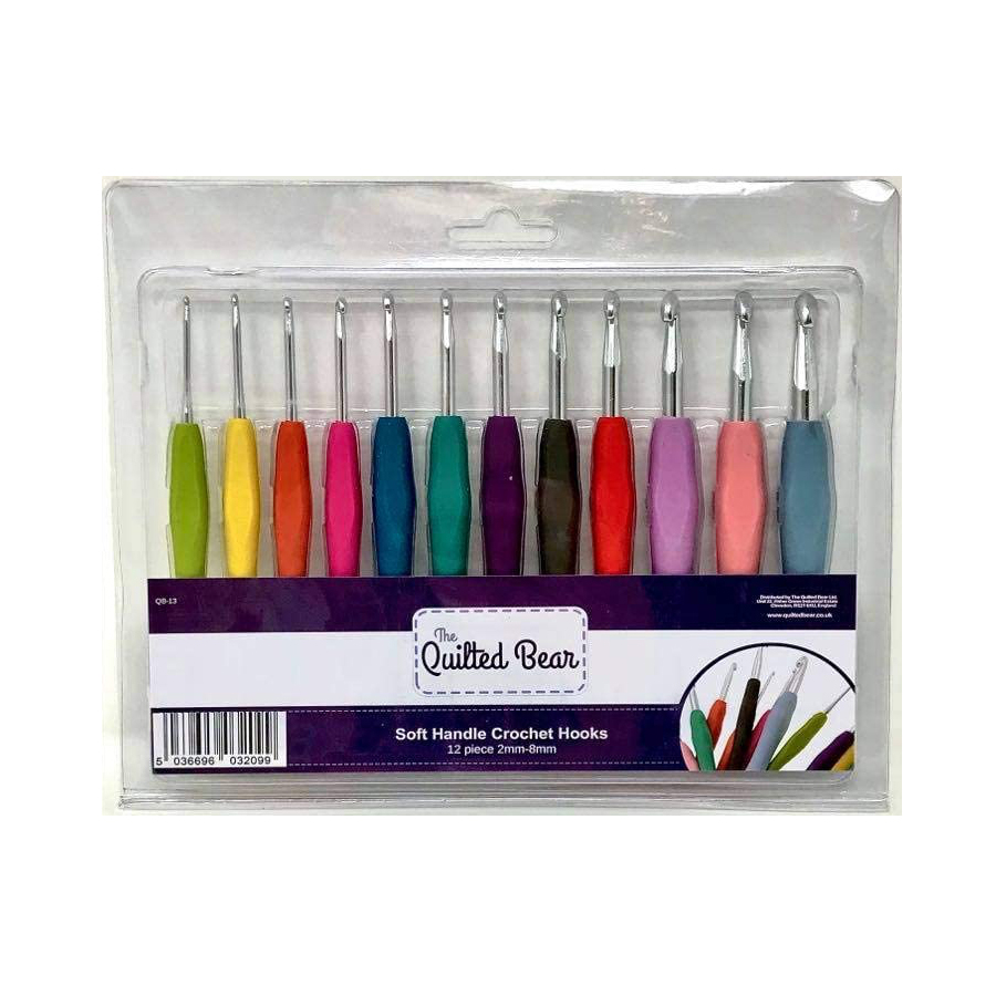 The Quilted Bear Crochet Hook Set - Premium Soft Grip Floral Crochet Hooks  with Ergonomic Polymer Clay