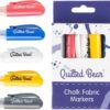 The Quilted Bear Chalk Fabric Markers for Sewing - Pen Style Fabric Chalk Markers for Sewing, Quilting & Crafts (Red, Blue, White, Silver & Yellow)
