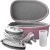 The Quilted Bear Mini Iron - Lightweight Mini Steam Iron with Ceramic Sole Base Plate & Temperature Gauge for use as a Quilting Iron or Travel Iron Mini (Pink Case)