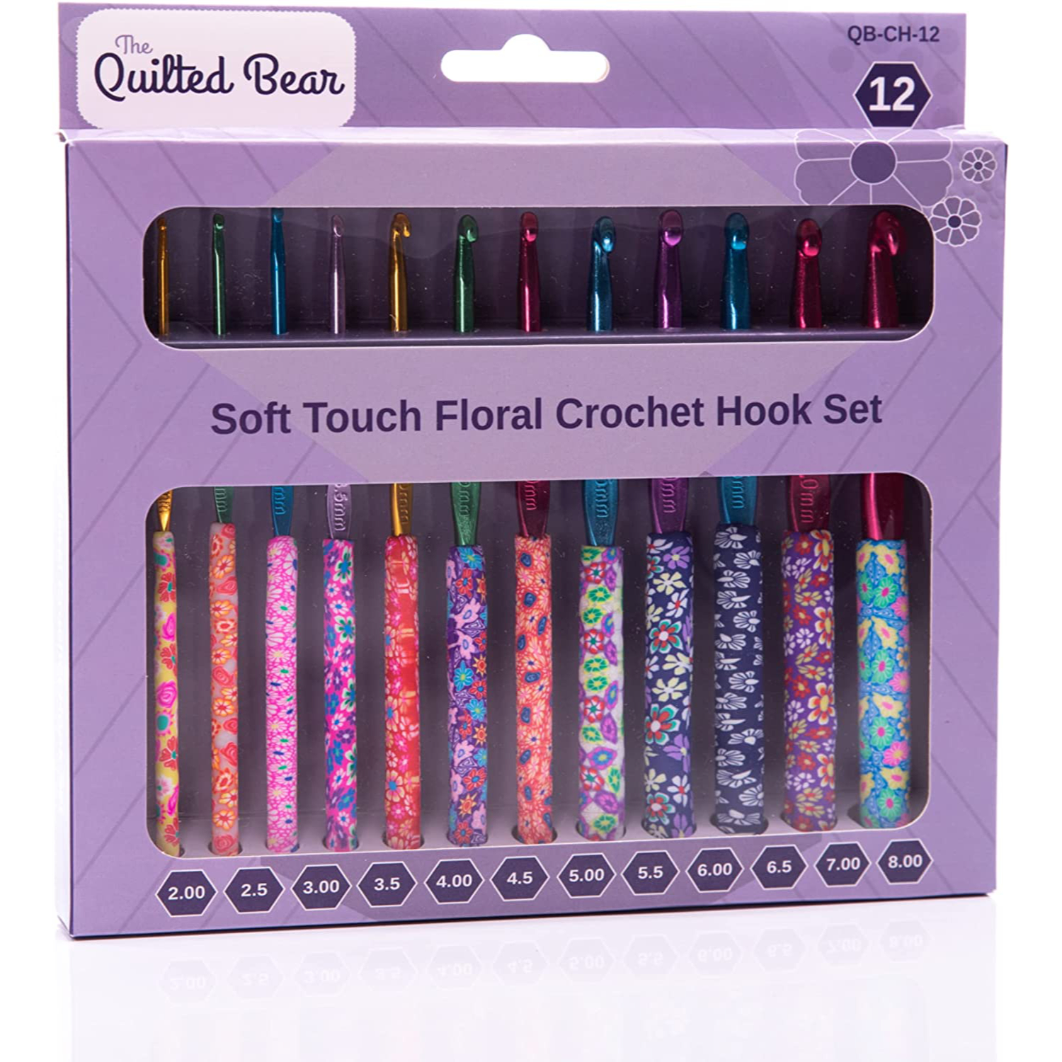 The Quilted Bear Crochet Hook Set – Premium Soft Grip Floral Hooks with  Ergonomic Polymer Clay Handle 12 (2mm, 2.5mm, 3mm, 3.5mm, 4mm, 4.5mm, 5mm,  5.5mm, 6mm, 6.5mm, 7mm & 8mm) –